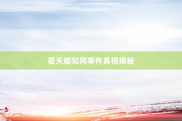 翟天临知网事件真相揭秘